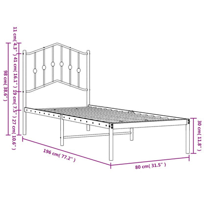 Giroletto senza Materaso con Testiera Metallo Bianco 75x190 cm | homemem39