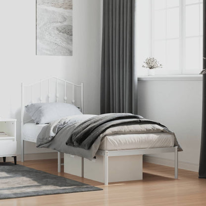 Giroletto senza Materaso con Testiera Metallo Bianco 75x190 cm | homemem39