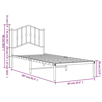 Giroletto con Testiera Metallo Bianco 80x200 cm | homemem39