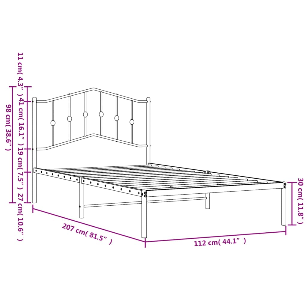 Giroletto con Testiera Metallo Bianco 107x203 cm | homemem39