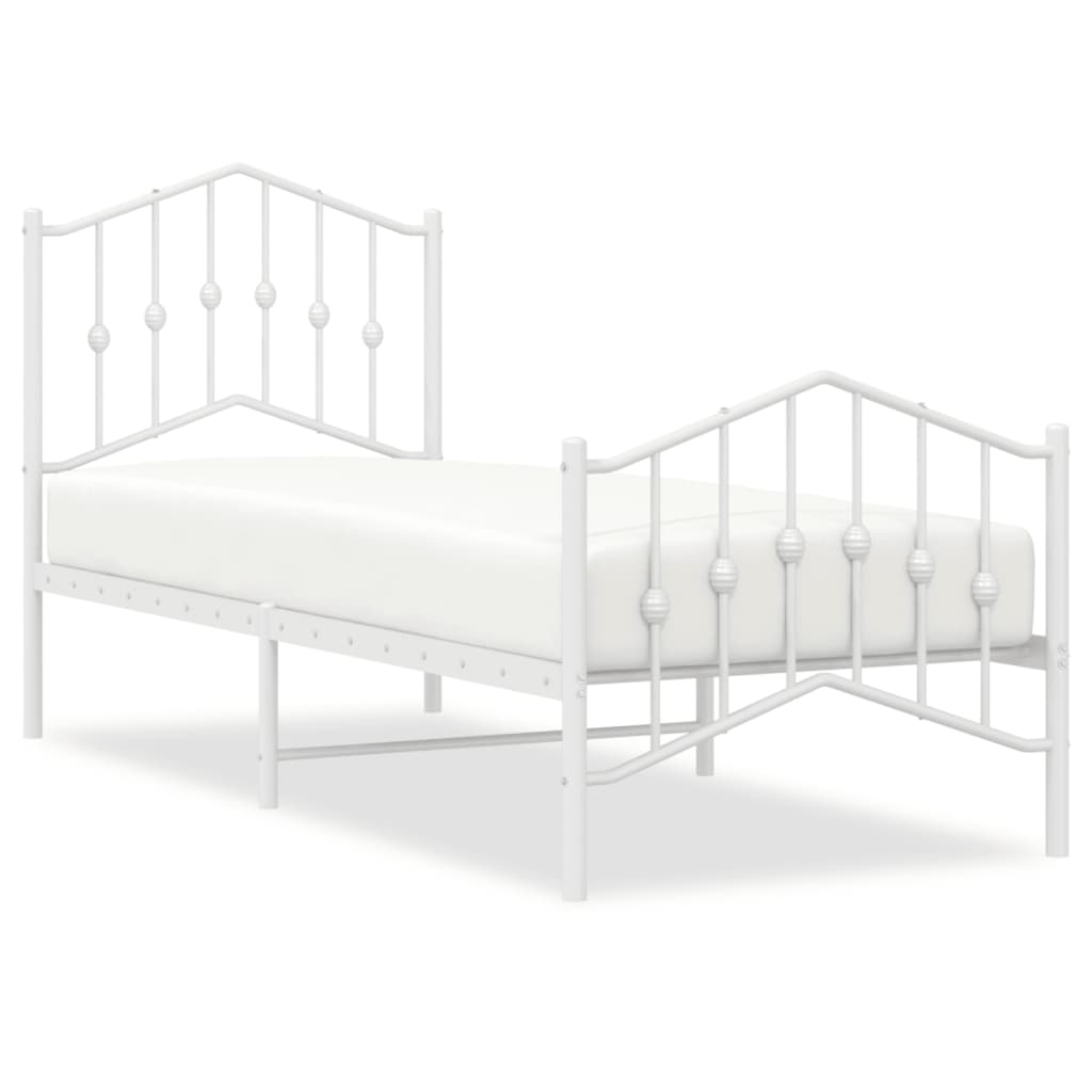 Giroletto con Testiera e Pediera Metallo Bianco 75x190 cm | homemem39