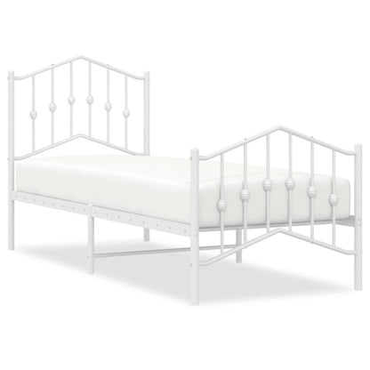 Giroletto con Testiera e Pediera Metallo Bianco 75x190 cm | homemem39