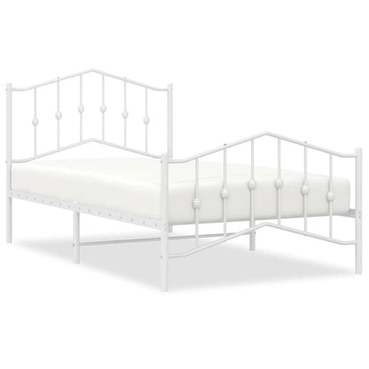 Giroletto con Testiera e Pediera Metallo Bianco 100x190 cm | homemem39