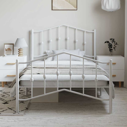 Giroletto con Testiera e Pediera Metallo Bianco 100x190 cm | homemem39