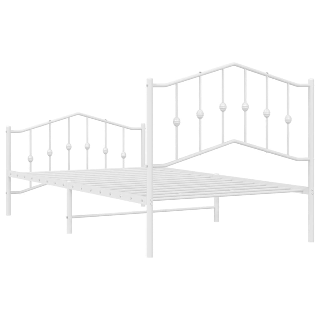Giroletto con Testiera e Pediera Metallo Bianco 100x190 cm | homemem39