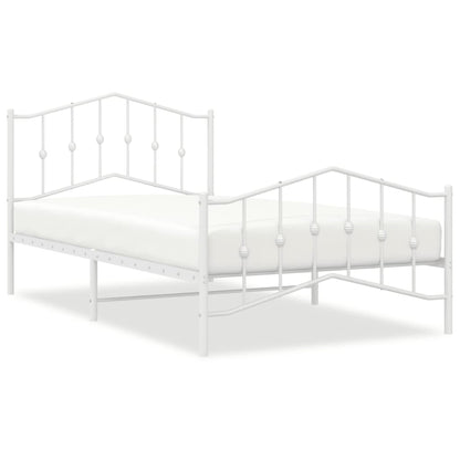 Giroletto con Testiera e Pediera Metallo Bianco 107x203 cm - homemem39