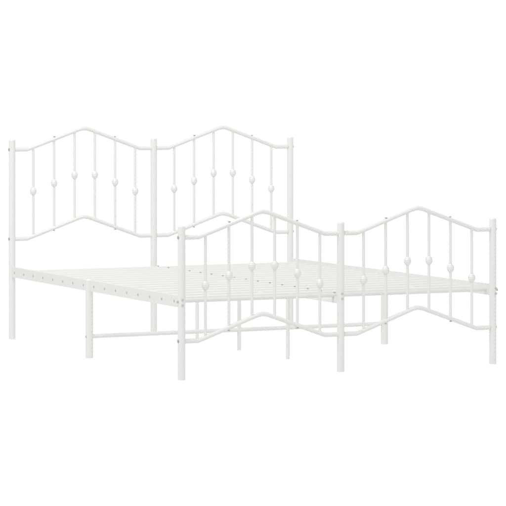 Giroletto con Testiera e Pediera Metallo Bianco 135x190 cm - homemem39