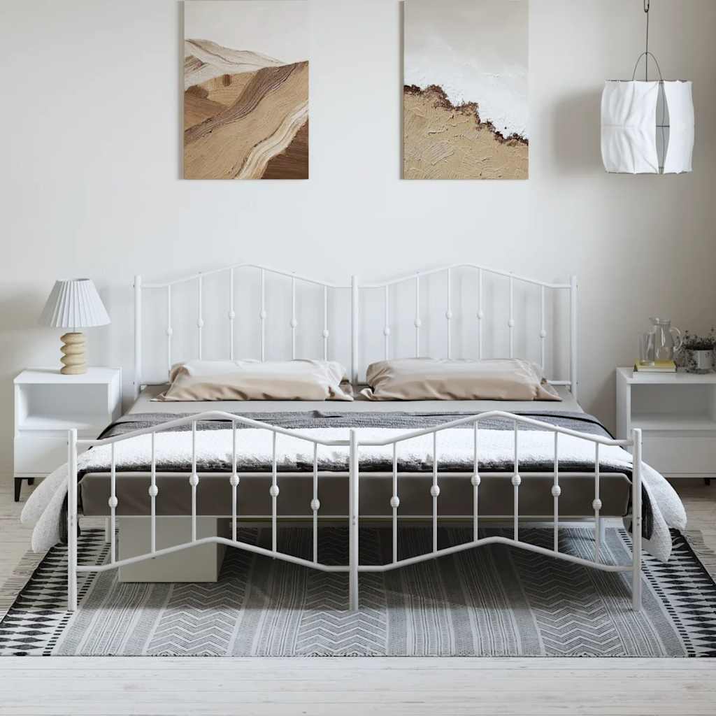 Giroletto con Testiera e Pediera Metallo Bianco 183x213 cm | homemem39