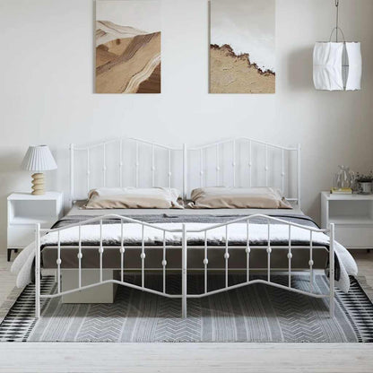 Giroletto con Testiera e Pediera Metallo Bianco 183x213 cm | homemem39