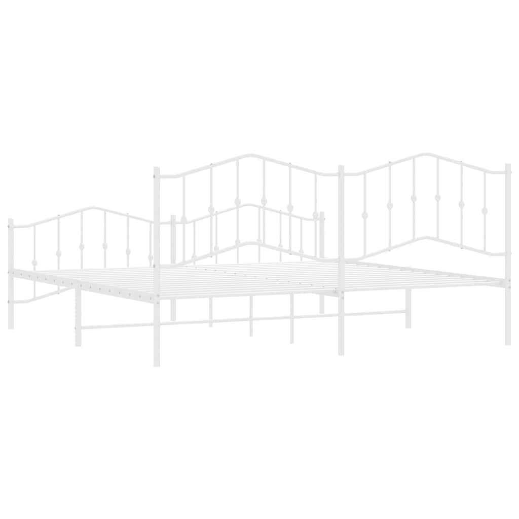 Giroletto con Testiera e Pediera Metallo Bianco 193x203 cm - homemem39