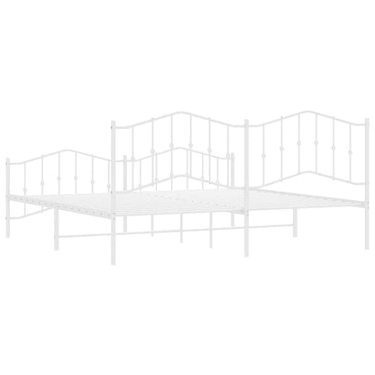 Giroletto con Testiera e Pediera Metallo Bianco 193x203 cm - homemem39