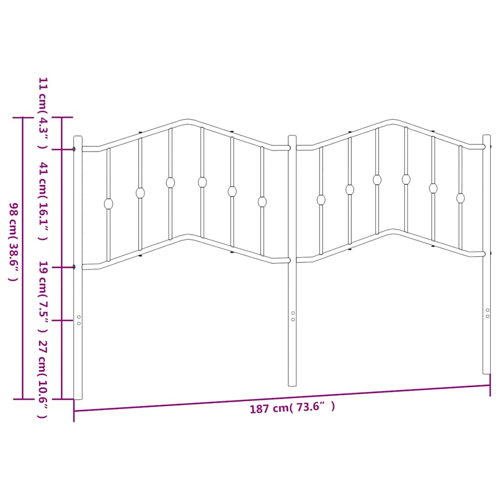 Testiera in Metallo Bianco 180 cm - homemem39