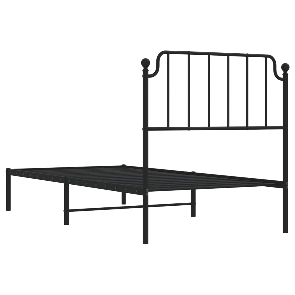 Giroletto con Testiera in Metallo Nero 90x190 cm - homemem39