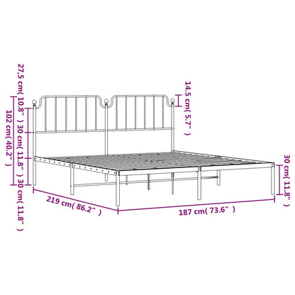 Giroletto con Testiera in Metallo Nero 183x213 cm | homemem39