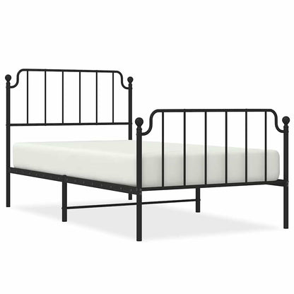 Giroletto con Testiera e Pediera Metallo Nero 100x200 cm | homemem39