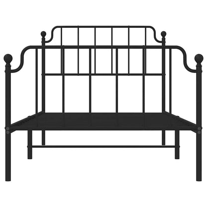 Giroletto con Testiera e Pediera Metallo Nero 100x200 cm | homemem39