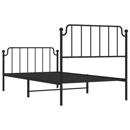 Giroletto con Testiera e Pediera Metallo Nero 100x200 cm | homemem39
