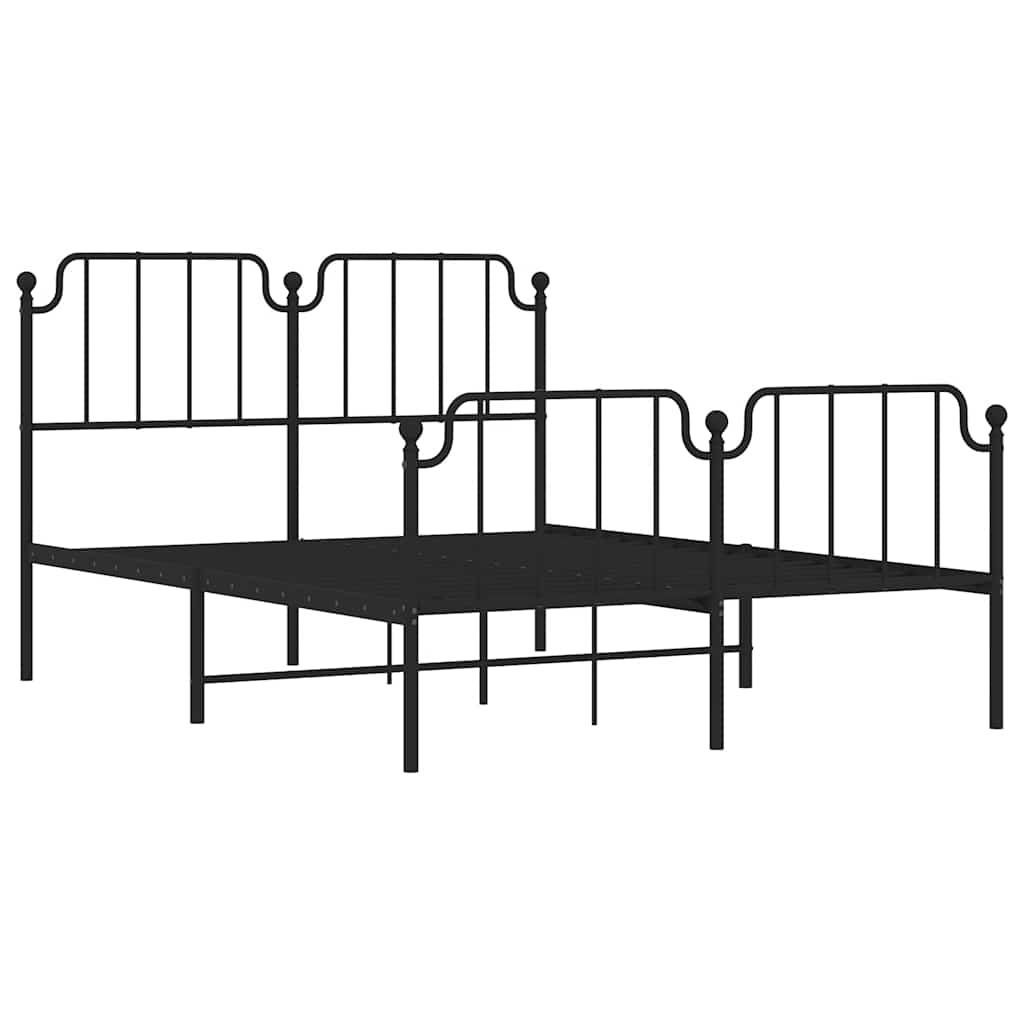 Giroletto con Testiera e Pediera Metallo Nero 135x190 cm | homemem39