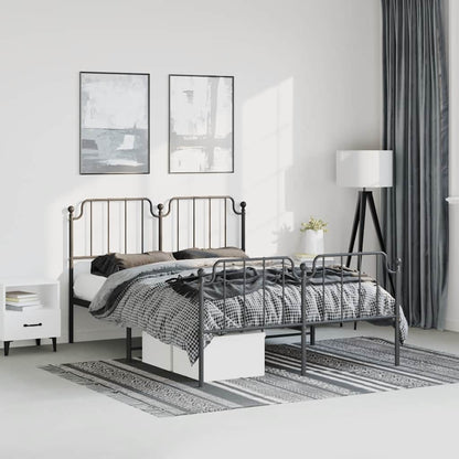 Giroletto con Testiera e Pediera Metallo Nero 150x200 cm | homemem39