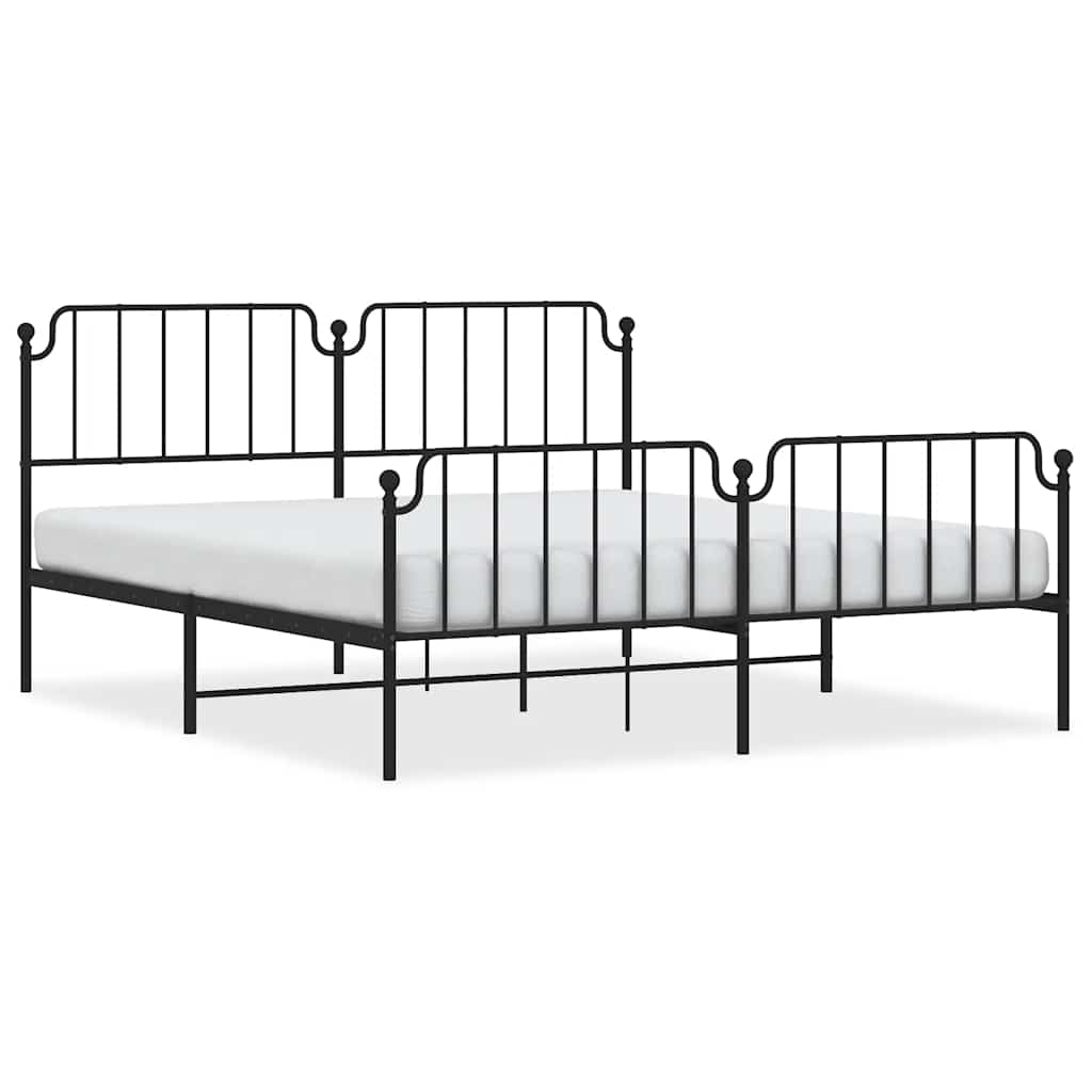 Giroletto con Testiera e Pediera Metallo Nero 183x213 cm | homemem39