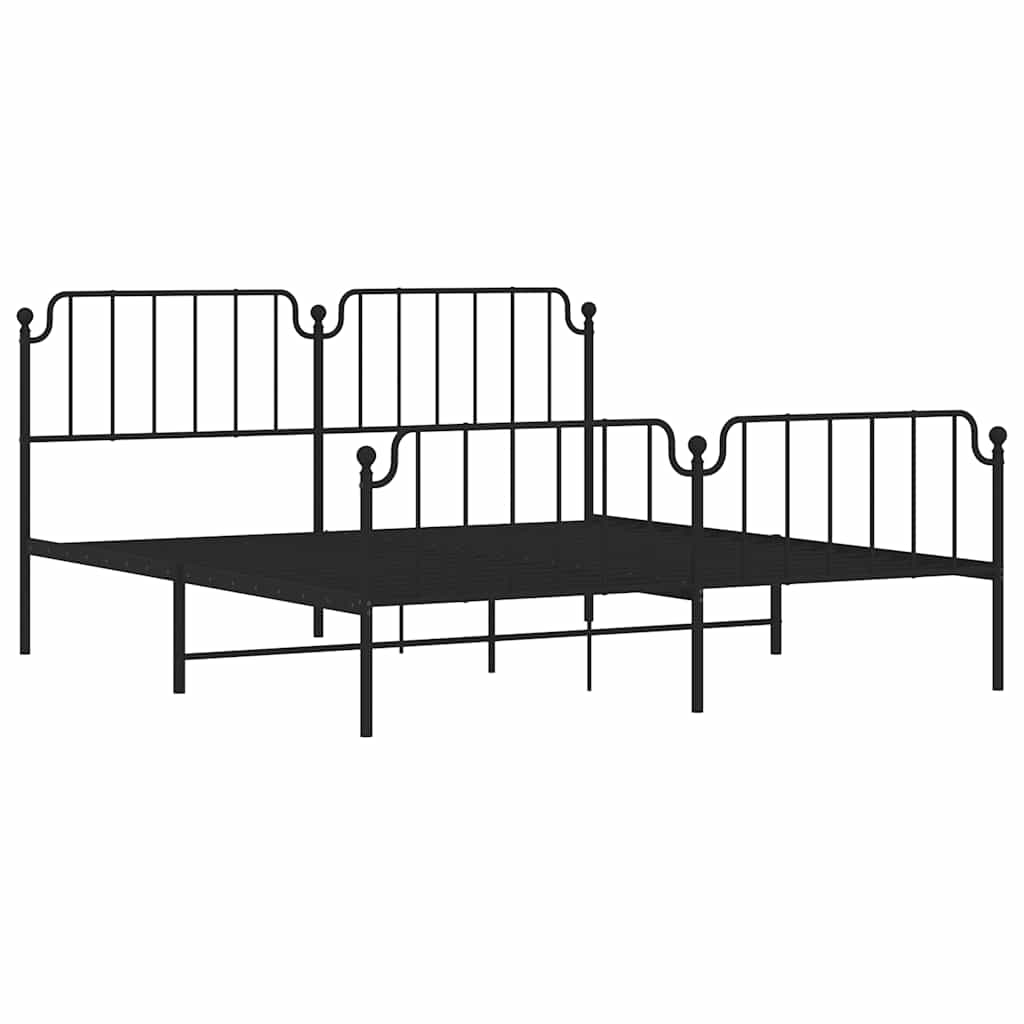 Giroletto con Testiera e Pediera Metallo Nero 183x213 cm | homemem39