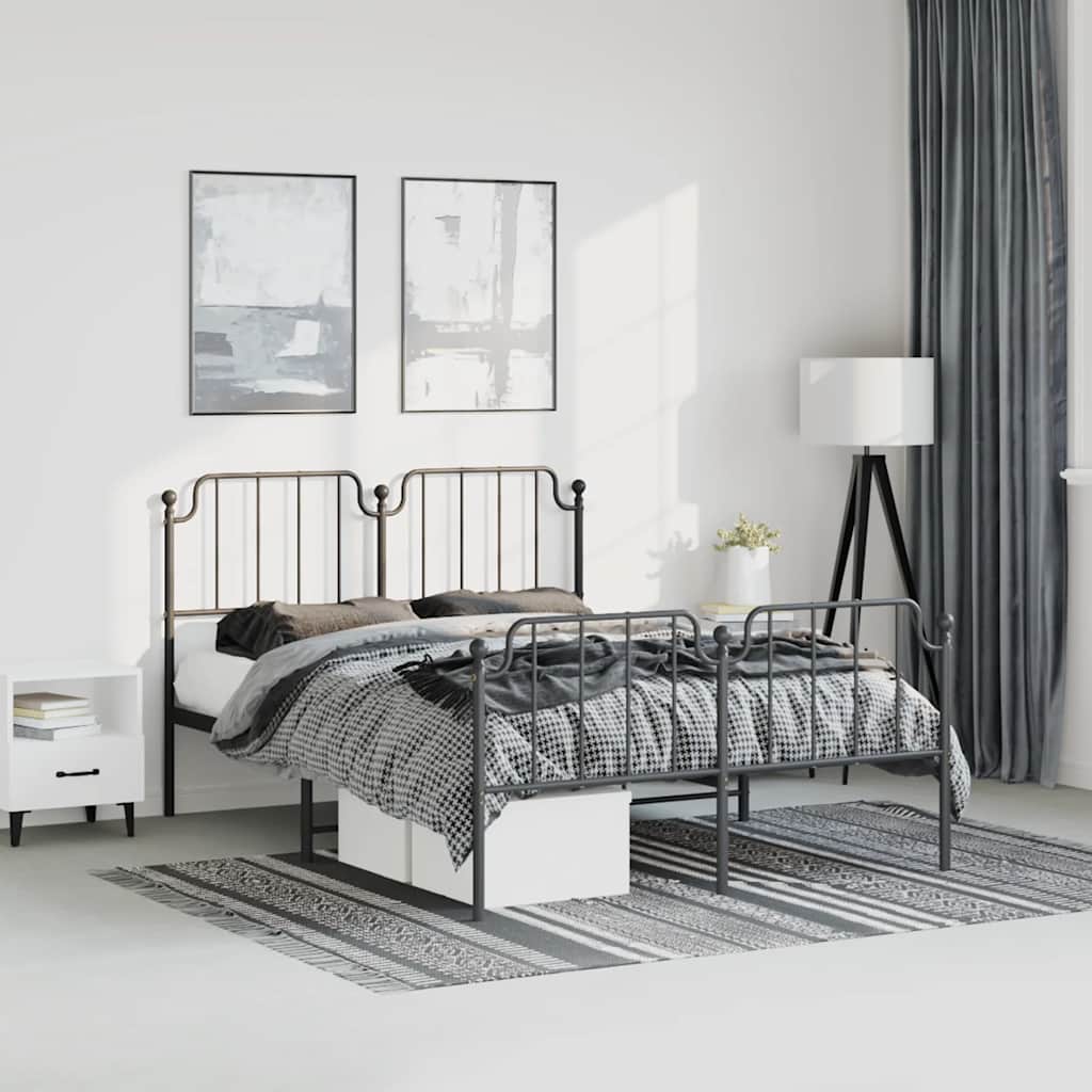 Giroletto con Testiera e Pediera Metallo Nero 183x213 cm | homemem39