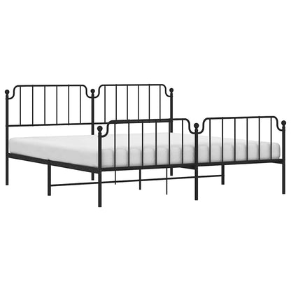 Giroletto con Testiera e Pediera Metallo Nero 193x203 cm | homemem39