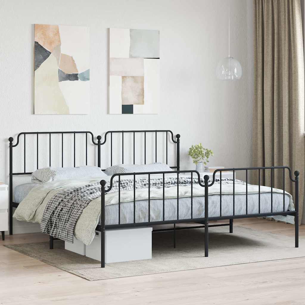 Giroletto con Testiera e Pediera Metallo Nero 193x203 cm | homemem39