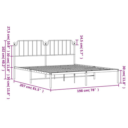 Giroletto con Testiera Metallo Bianco 193x203 cm | homemem39
