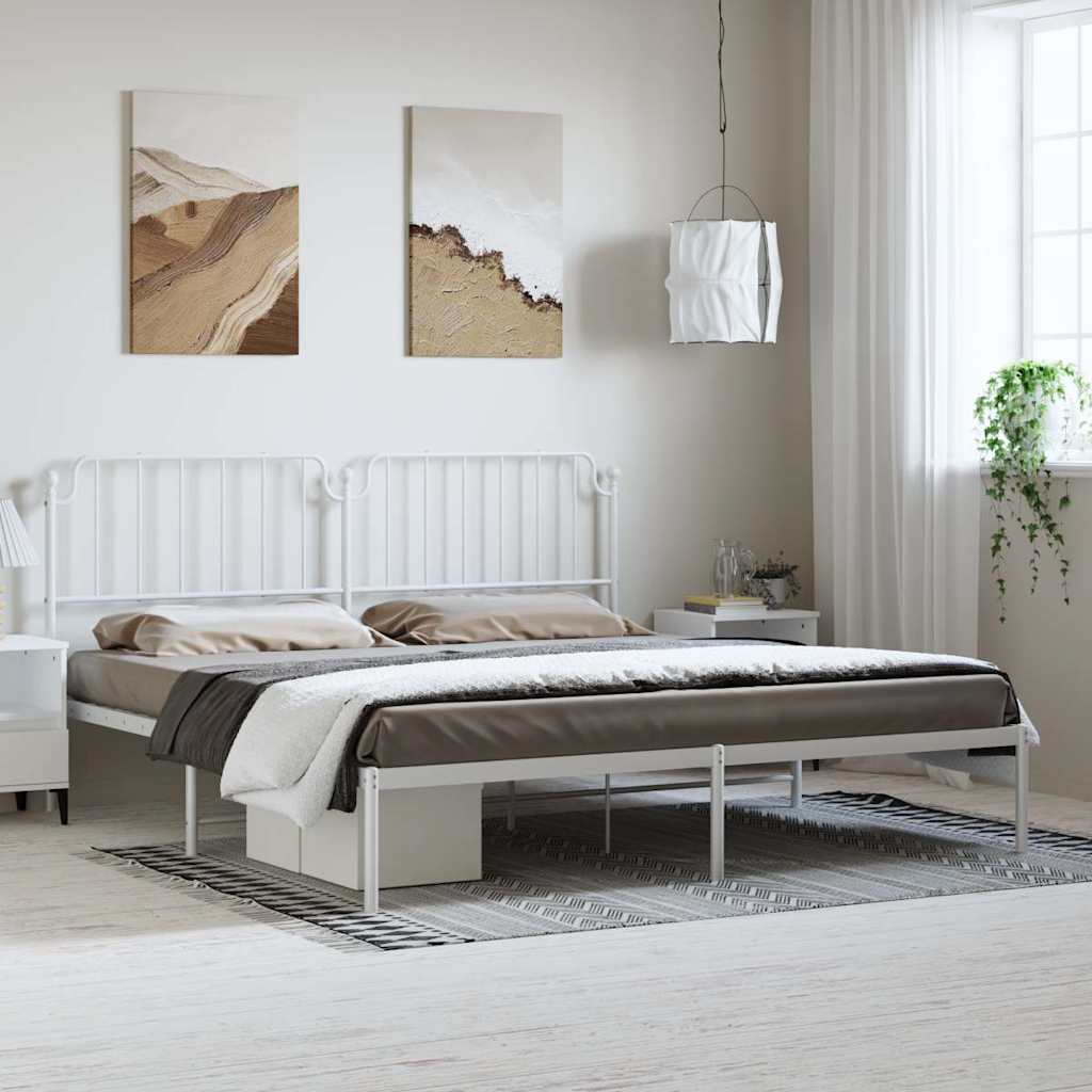 Giroletto con Testiera Metallo Bianco 193x203 cm | homemem39