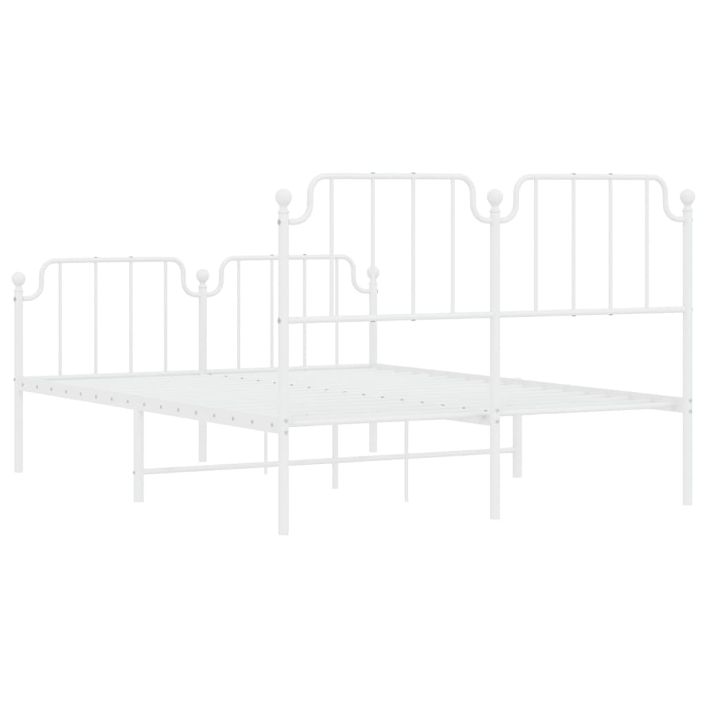 Giroletto con Testiera e Pediera Metallo Bianco 140x190 cm | homemem39