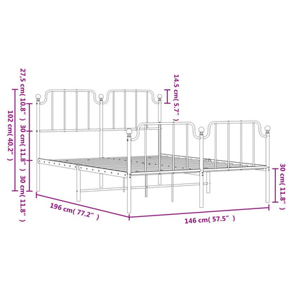 Giroletto con Testiera e Pediera Metallo Bianco 140x190 cm | homemem39