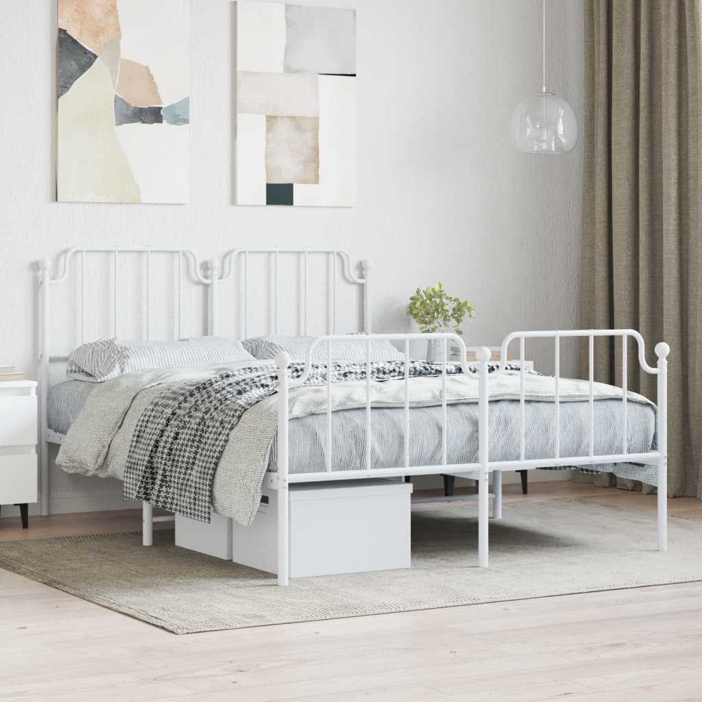 Giroletto con Testiera e Pediera Metallo Bianco 140x190 cm | homemem39