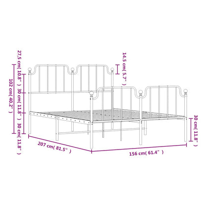 Giroletto con Testiera e Pediera Metallo Bianco 150x200 cm | homemem39
