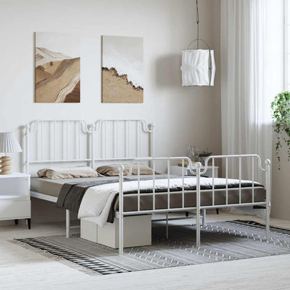 Giroletto con Testiera e Pediera Metallo Bianco 150x200 cm | homemem39
