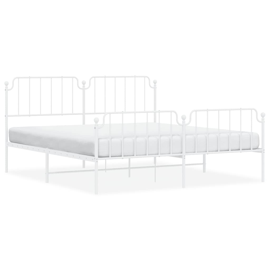 Giroletto con Testiera e Pediera Metallo Bianco 183x213 cm | homemem39