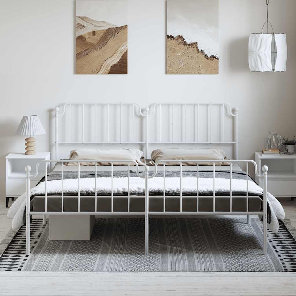 Giroletto con Testiera e Pediera Metallo Bianco 183x213 cm | homemem39