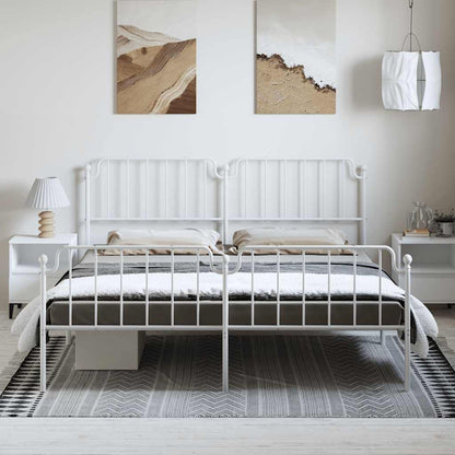 Giroletto con Testiera e Pediera Metallo Bianco 183x213 cm | homemem39