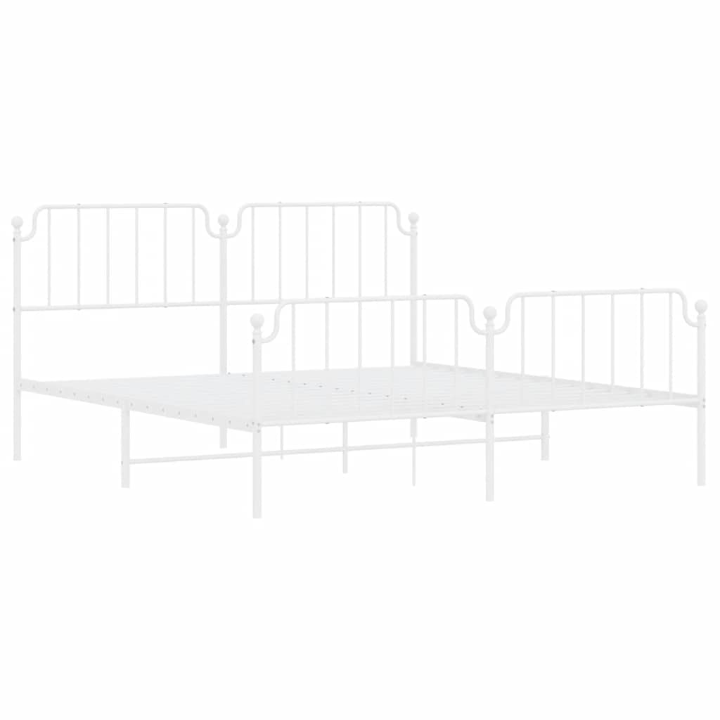 Giroletto con Testiera e Pediera Metallo Bianco 183x213 cm | homemem39