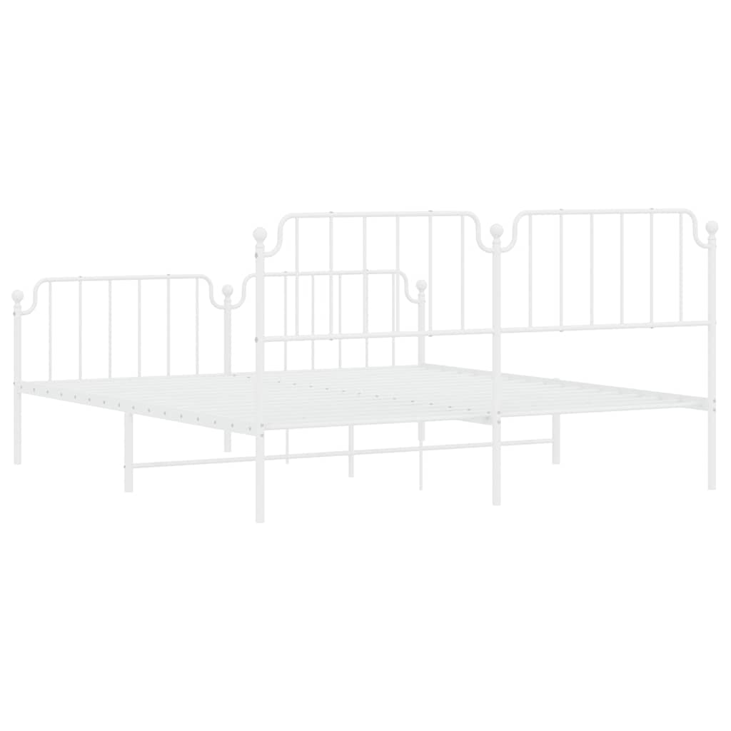 Giroletto con Testiera e Pediera Metallo Bianco 183x213 cm | homemem39