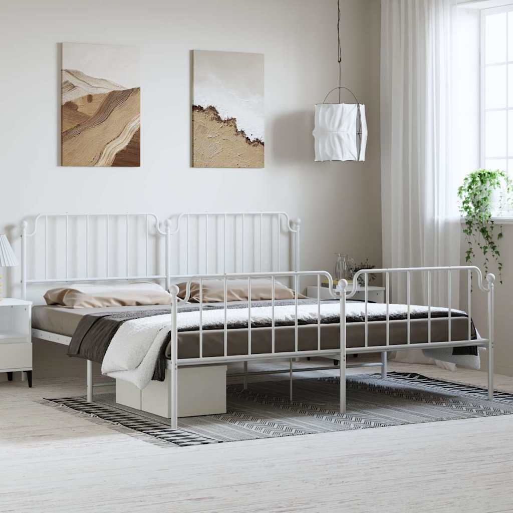 Giroletto con Testiera e Pediera Metallo Bianco 183x213 cm | homemem39