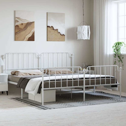 Giroletto con Testiera e Pediera Metallo Bianco 183x213 cm | homemem39