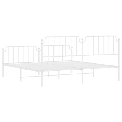 Giroletto con Testiera e Pediera Metallo Bianco 200x200 cm