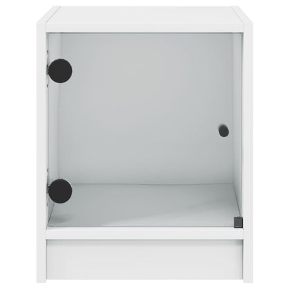 Comodino con Anta in Vetro Bianco 35x37x42 cm - homemem39