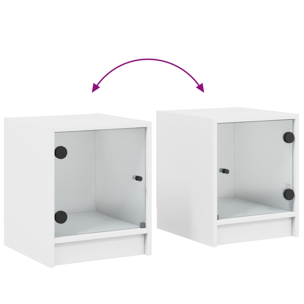Comodino con Anta in Vetro Bianco 35x37x42 cm - homemem39
