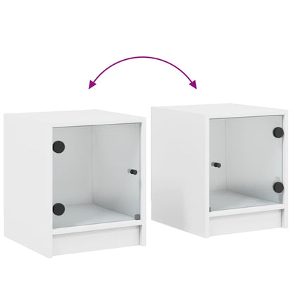 Comodino con Anta in Vetro Bianco 35x37x42 cm - homemem39