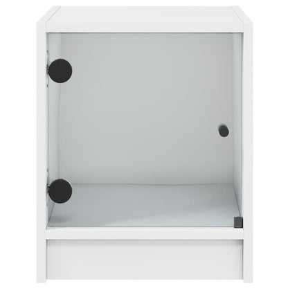 Comodini con Ante in Vetro 2pz Bianco 35x37x42 cm - homemem39