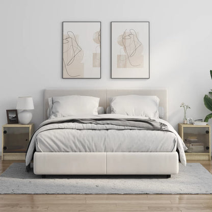 Comodini con Ante in Vetro 2pz Rovere Sonoma 35x37x42 cm - homemem39