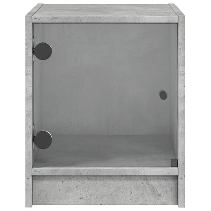 Comodini con Ante in Vetro 2pz Grigio Cemento 35x37x42 cm - homemem39