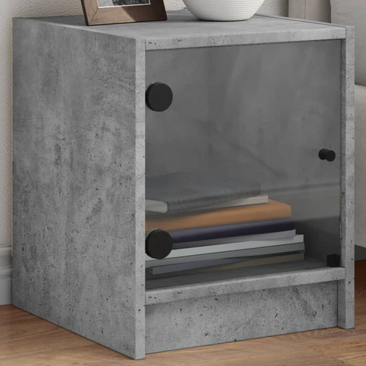 Comodini con Ante in Vetro 2pz Grigio Cemento 35x37x42 cm - homemem39